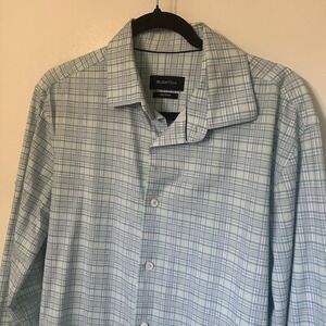 Bugatchi Mens 8 Way StretcLong Sleeve Button Up Shirt Sz Large Blue Blend‎